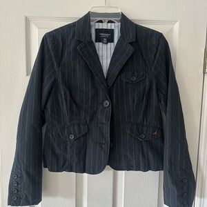 American Eagle Outfitters Navy Pin-Striped Blazer